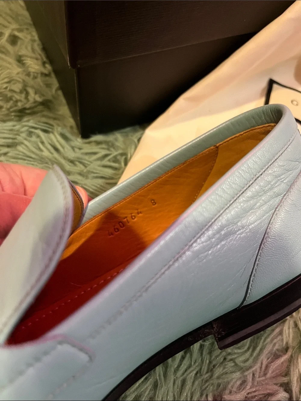 Custom Gucci Light Blue Leather Horsebit Loafer